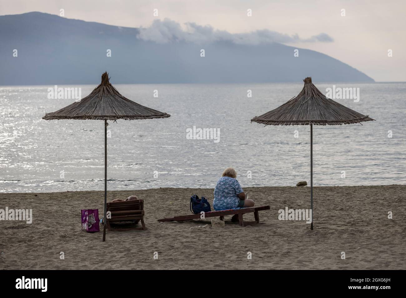 Vlore, situated on the Adriatic coast, the third-most populous city in Albania, Balkans, southeastern Europe. Stock Photo