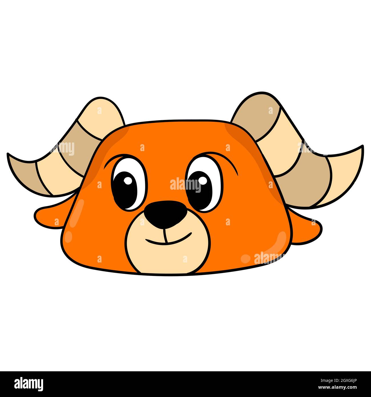 big homed buffalo head with a smiling face Stock Vector