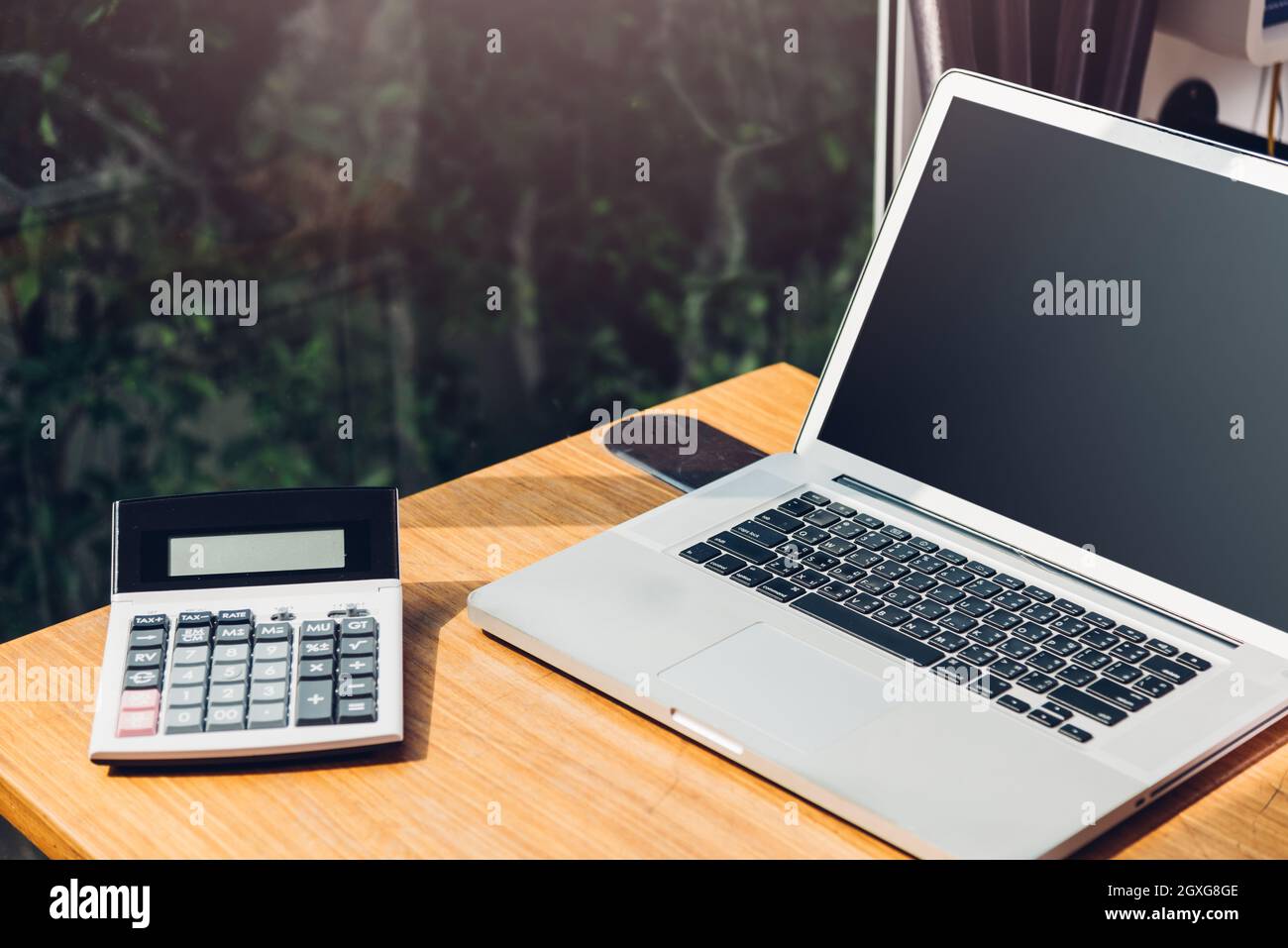 Book calculator paper laptop hi-res stock photography and images - Alamy