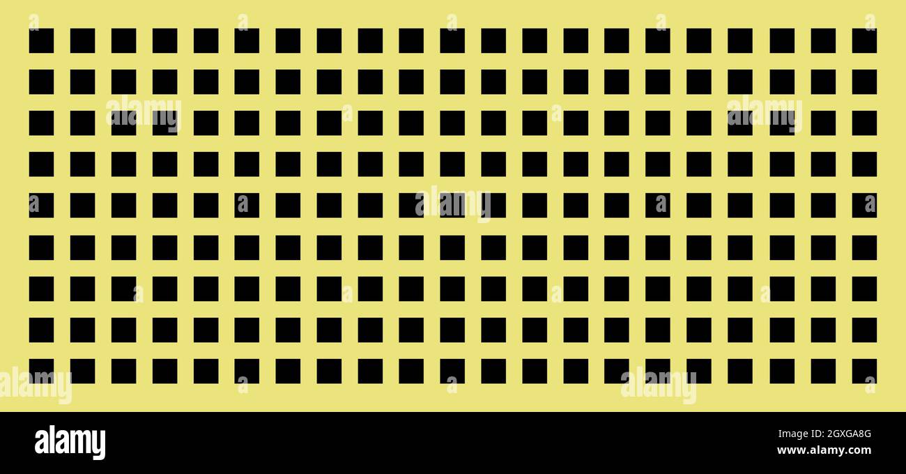 Peg board with square holes. Yellow rectangle peg board perforated