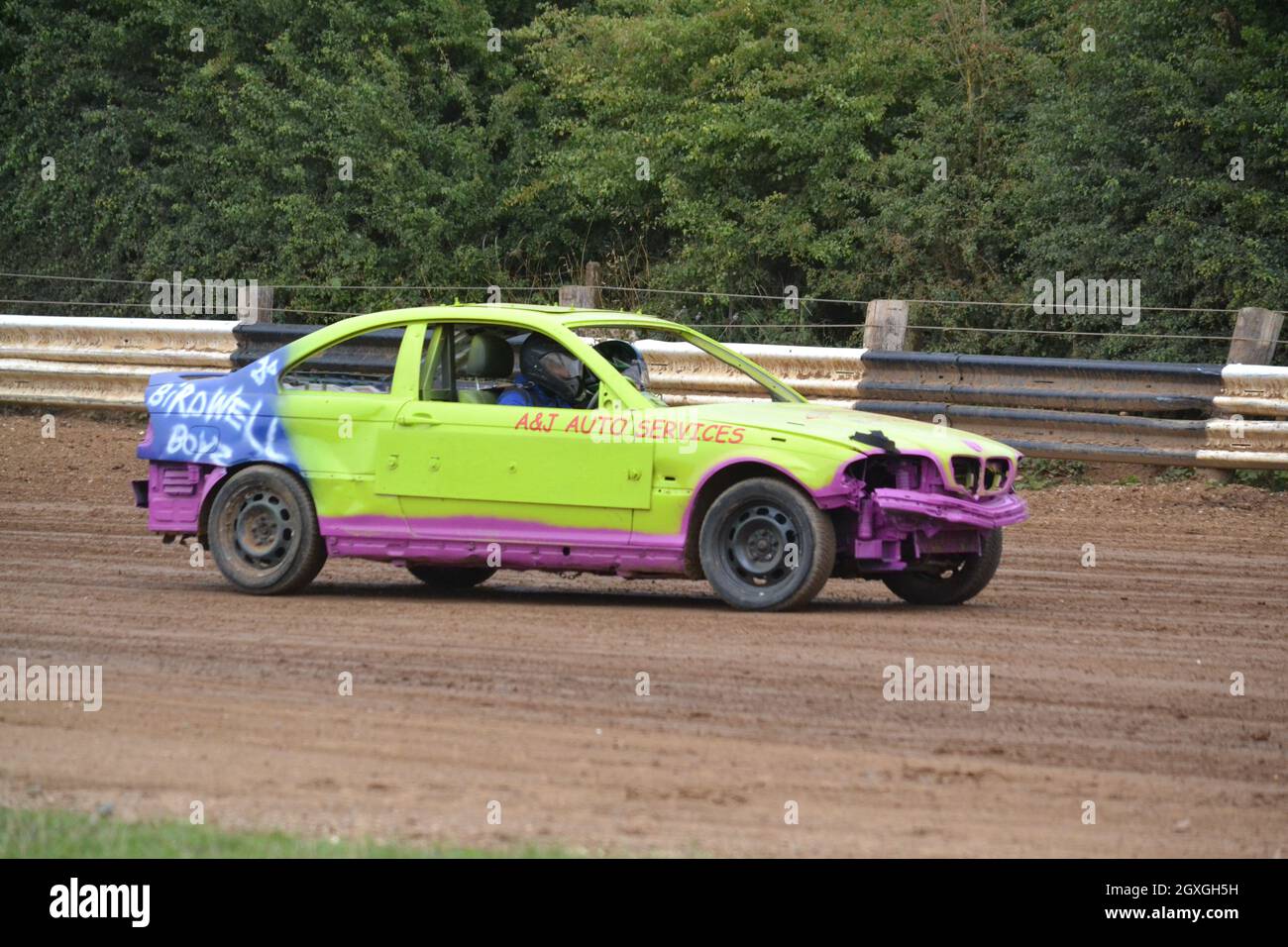 BMW - Drifter Race Car - Grass Track Racing - Dirt Track - Extreme Sport - Motorsports - Hunmanby - Yorkshire - UK Stock Photo