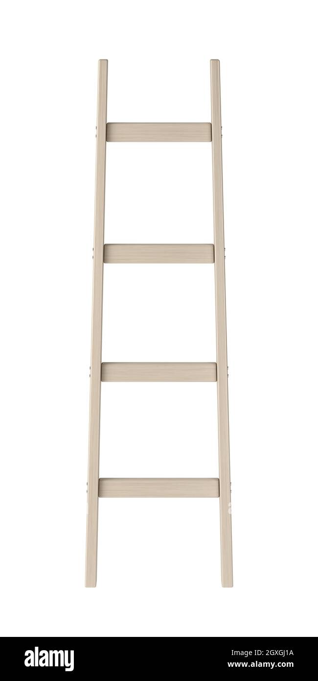 Wooden ladder isolated on white background Stock Photo