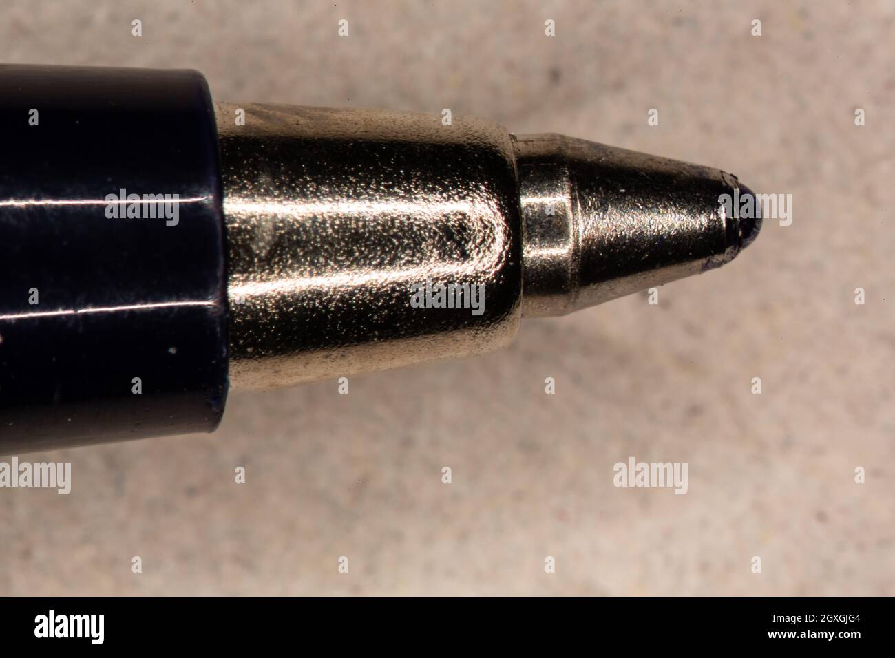 Ballpoint pen refill with ball under the microscope Stock Photo Alamy