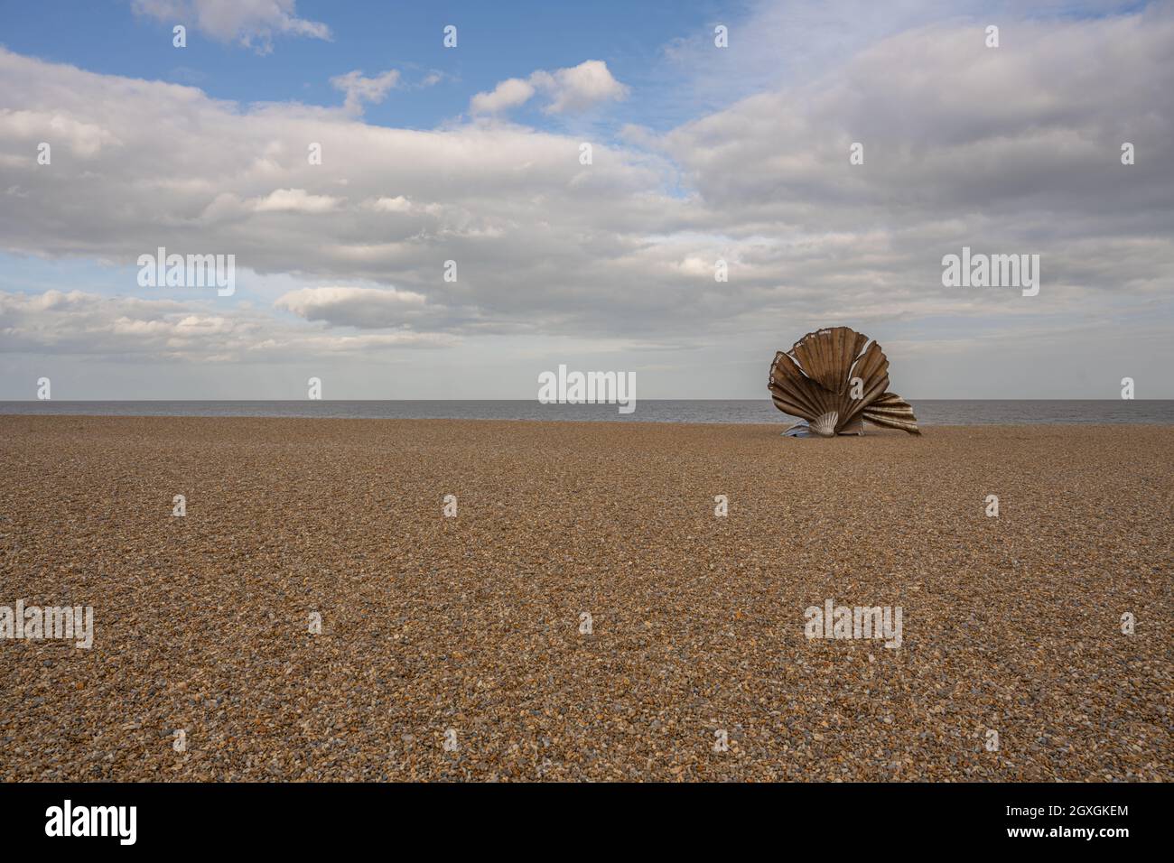 The Scallop at Aldeburgh Beach, By Maggi Hambling as a tribute to Benjamin Britten Stock Photo
