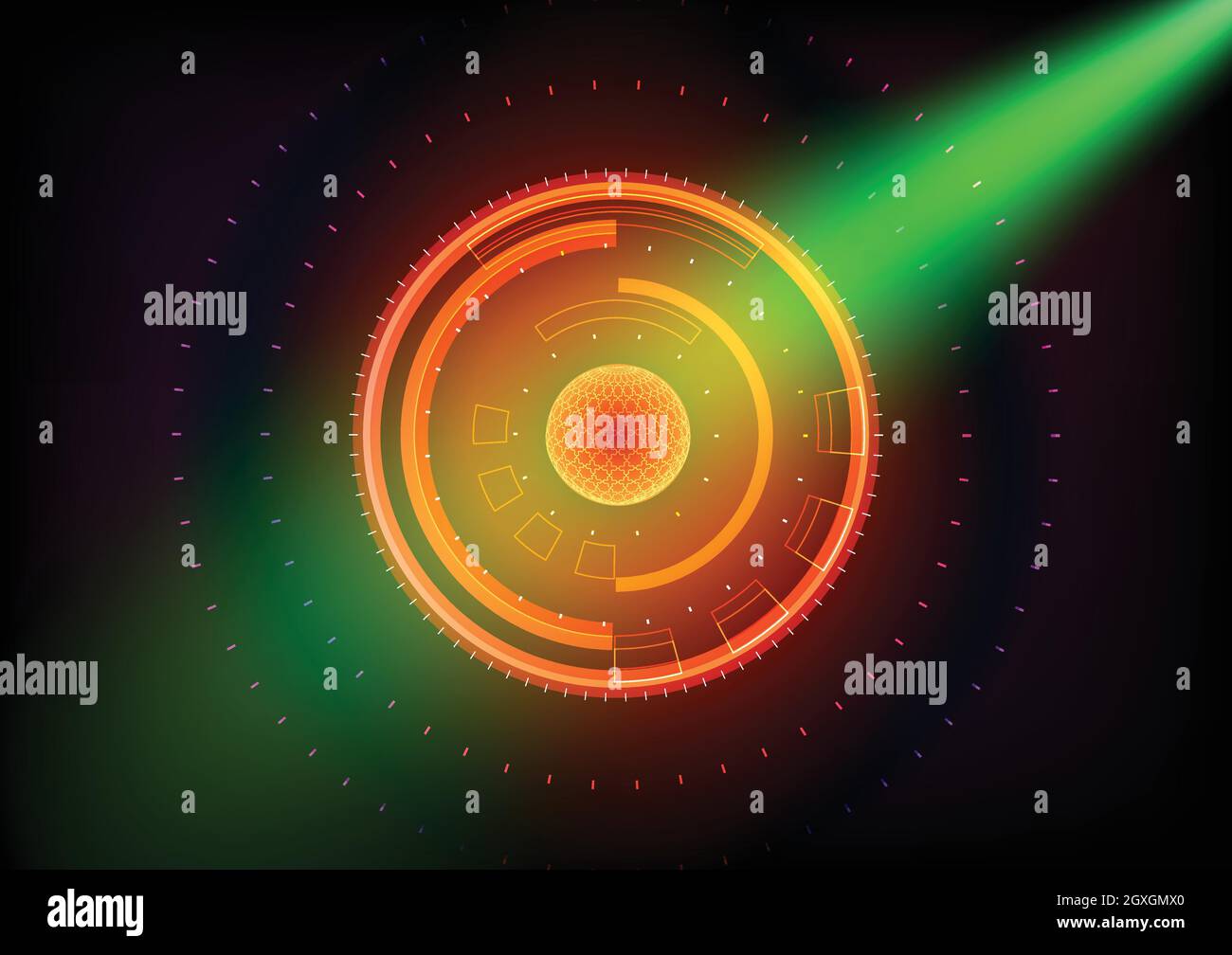 Abstract background light ray sonar energy earth radar technology communication futuristic science digital art graphic pattern vector illustration EPS Stock Vector