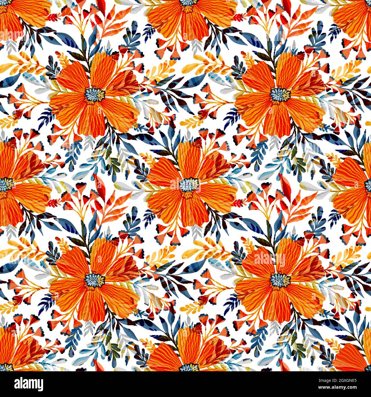 Seamless pattern flower.Elegant floral design.Botanical print. Fashion print. Stock Vector