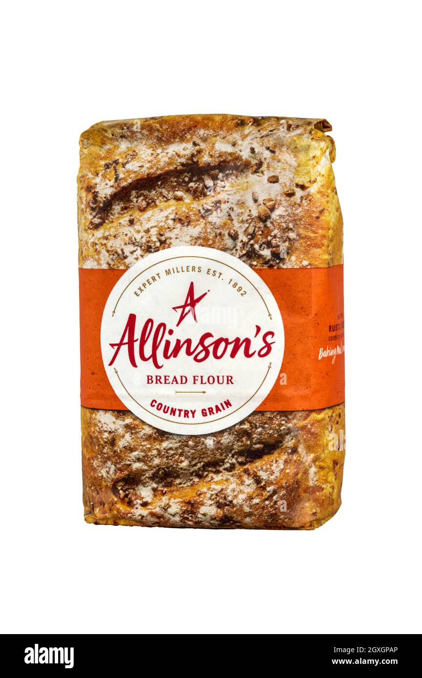 A packet of Allinson's country grain bread flour. Stock Photo