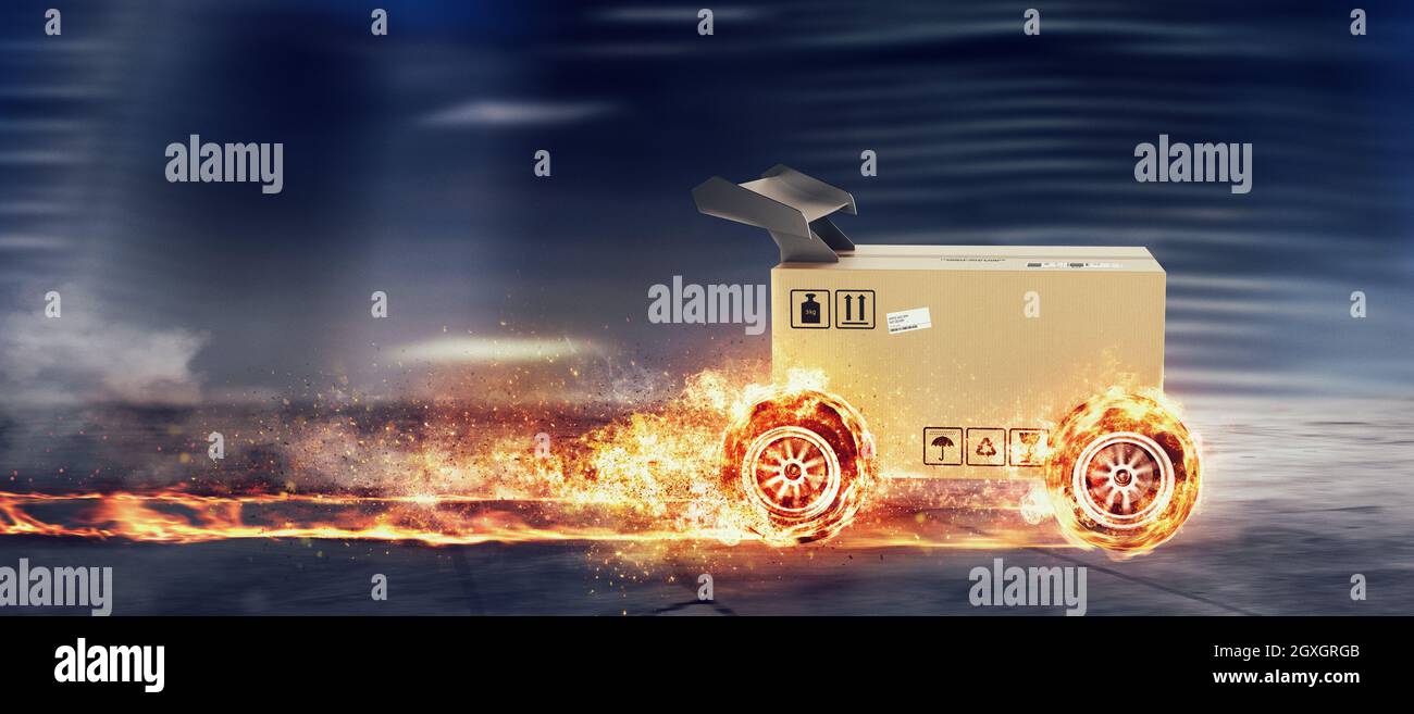 Concept of quick priority delivery with a fast cardboard box Stock ...