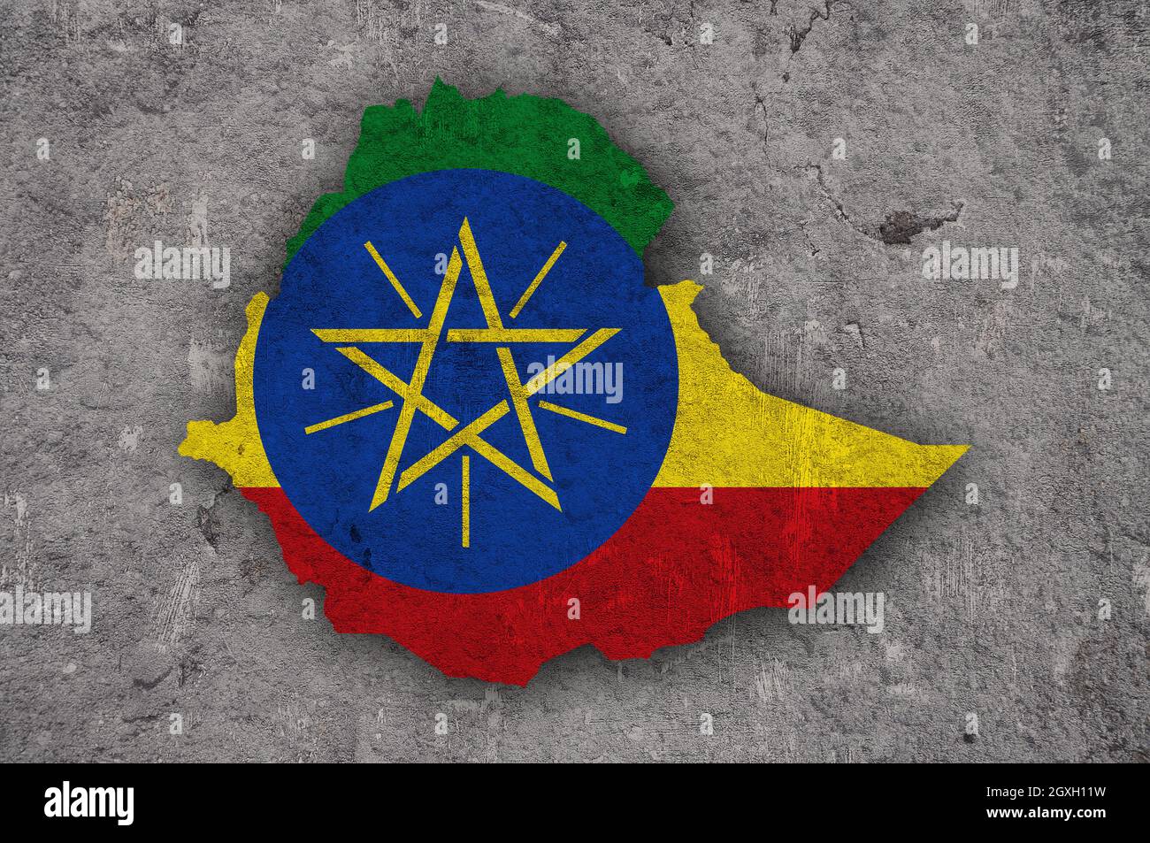 Map and flag of Ethiopia on weathered concrete Stock Photo - Alamy