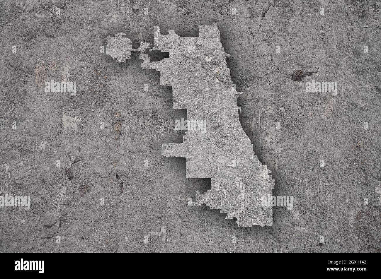 Map of Chicago on weathered concrete Stock Photo - Alamy