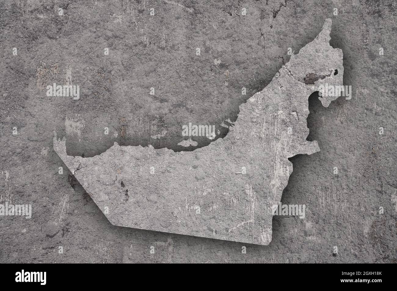 Map of United Arab Emirates on weathered concrete Stock Photo - Alamy
