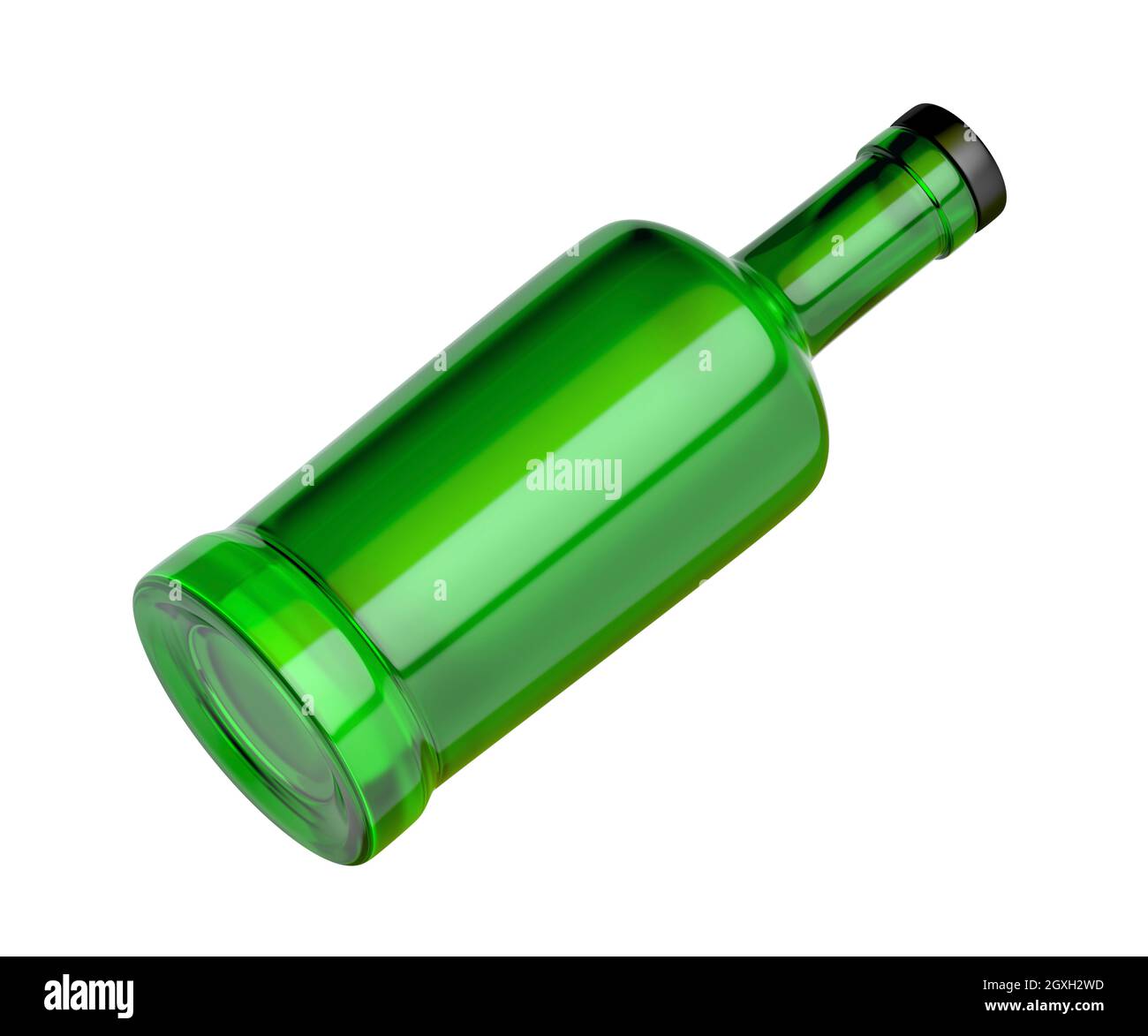 Green glass bottle, isolated on white background Stock Photo - Alamy