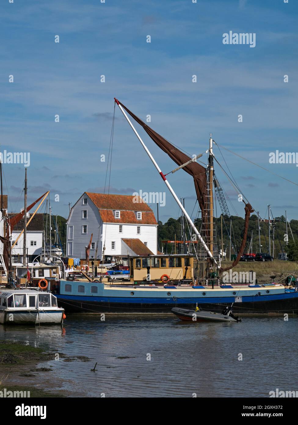 Woodbridge on The River Deben with its Tide Mill and Boatyard, Woodbridge, Suffolk, England, UK Stock Photo