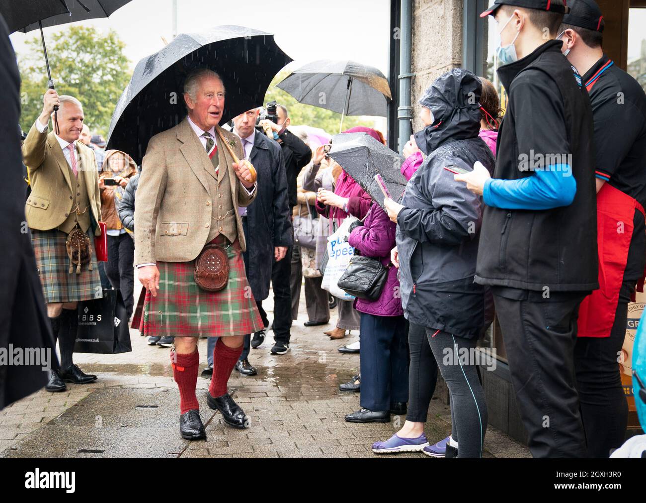 The Prince of Wales, known as the Duke of Rothesay when in Scotland, during a visit to Inverurie