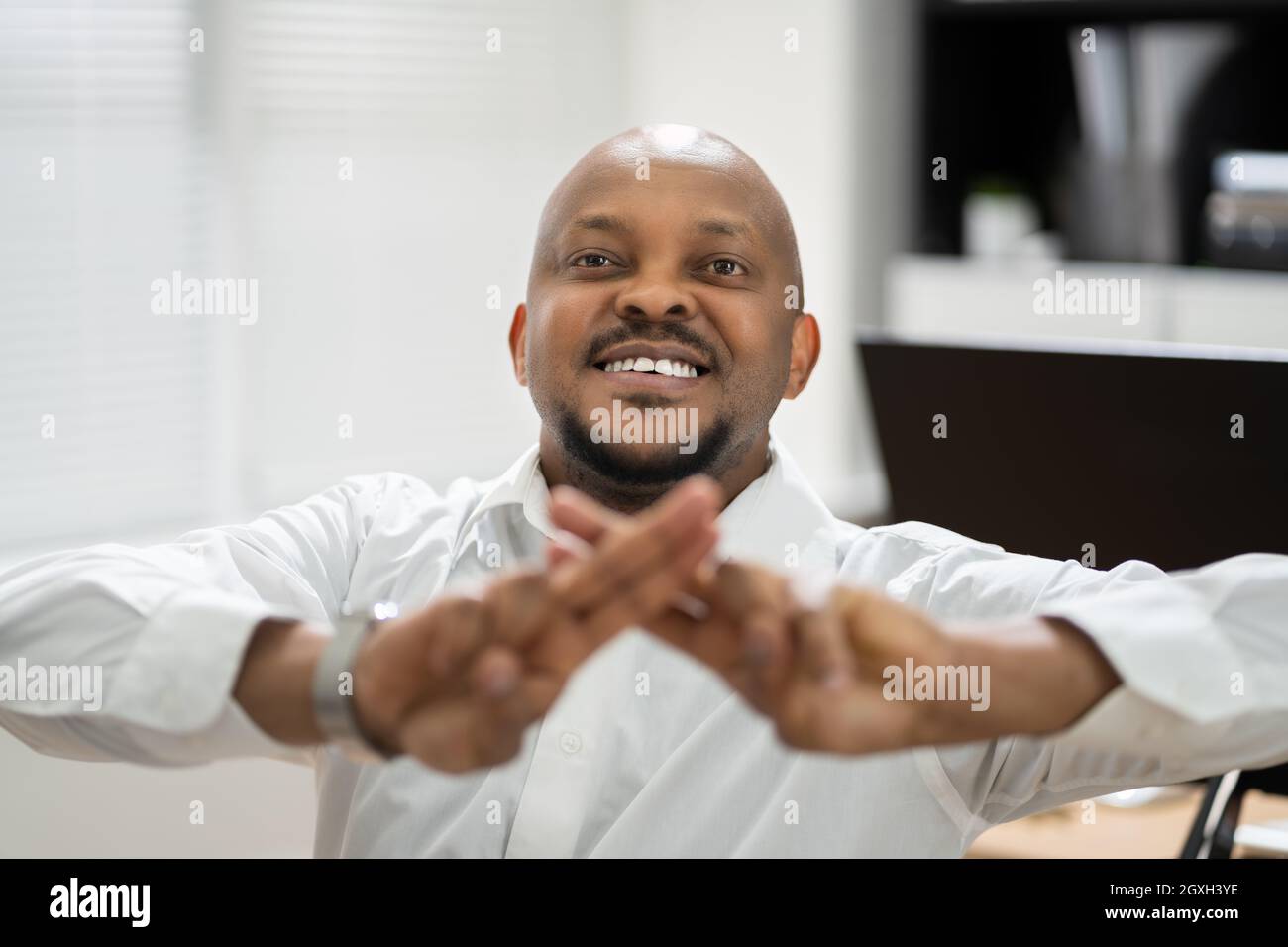 African American Deaf Sign Language Teacher Employee Stock Photo Alamy