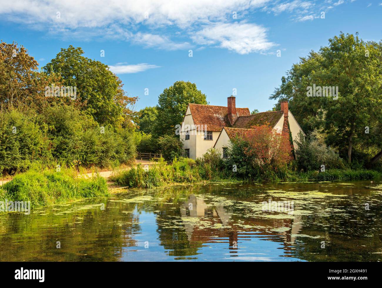 Willy Lott's Cottage by flatford mill where John Constable painted the Haywain. Stock Photo