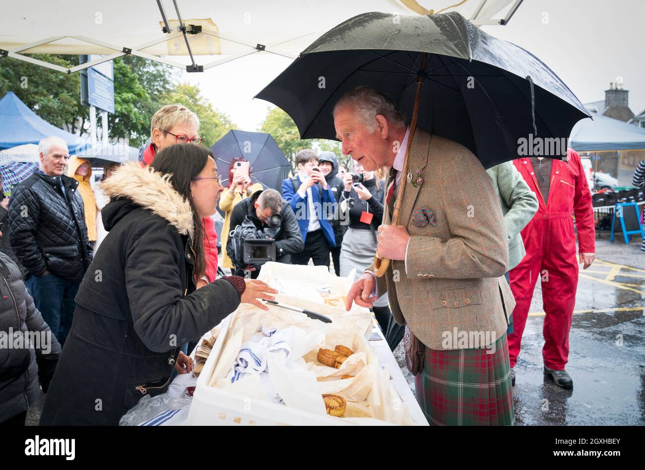 The Prince of Wales, known as the Duke of Rothesay when in Scotland, during a visit to Inverurie