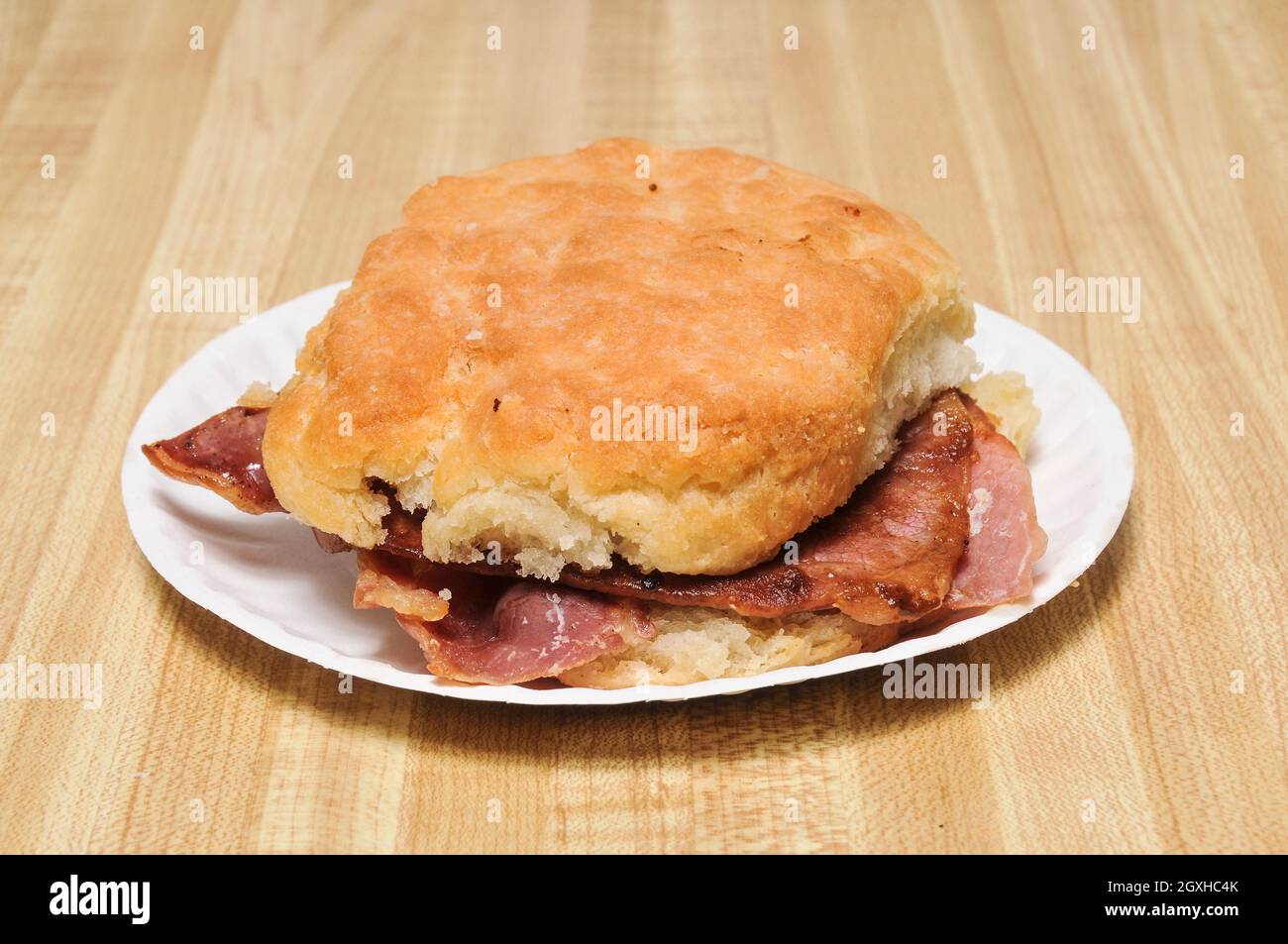 Delicious southern American dish known as the ham biscuit Stock Photo
