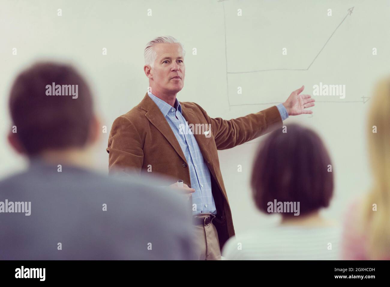 group of students study with professor in modern school classroom Stock ...