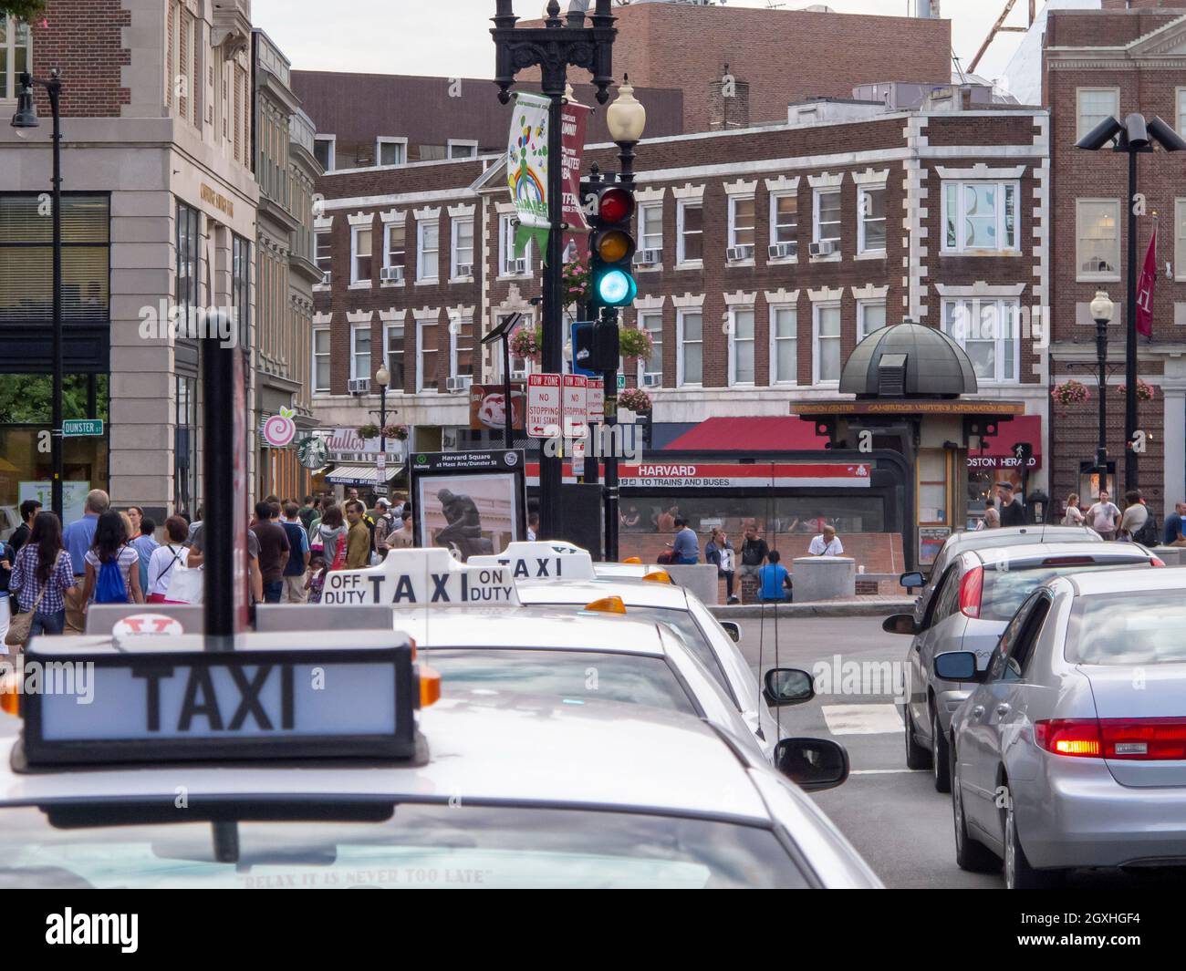 Taxi cabs in Harvard Square in Cambridge Massachusetts Stock Photo Alamy