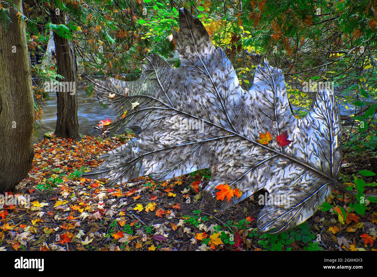 Alton, Ontario / Canada 10/10/2018 Modern art sculpture in metal