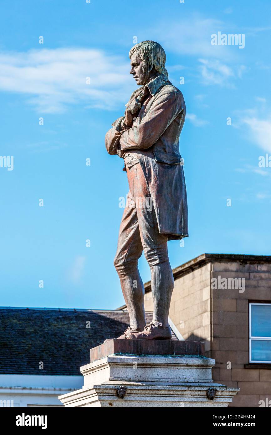 Statue of Robert Burns, Scottish national bard, well known 18th century