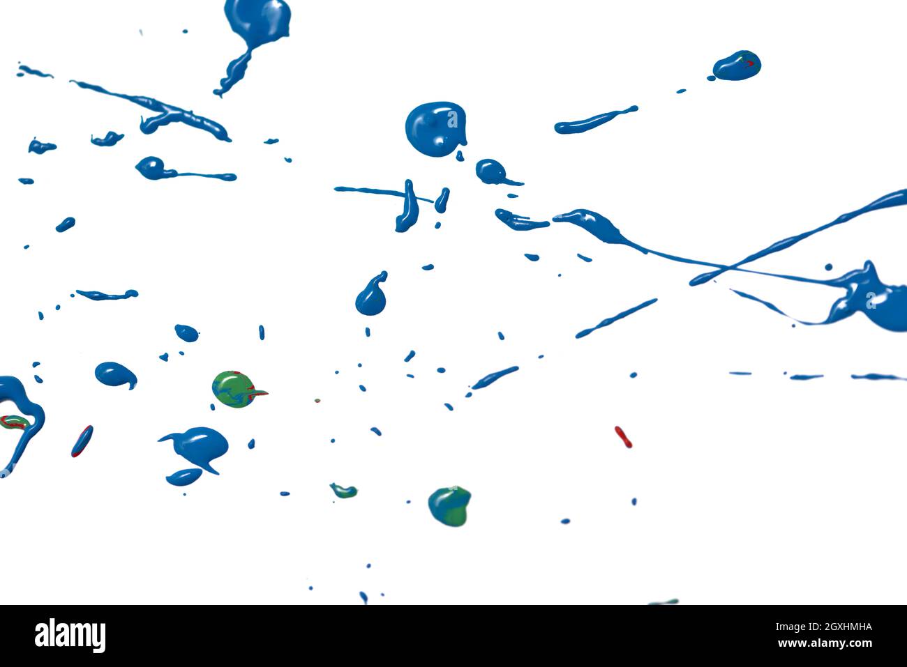 Colored splashes in abstract shape, isolated on white background Stock Photo