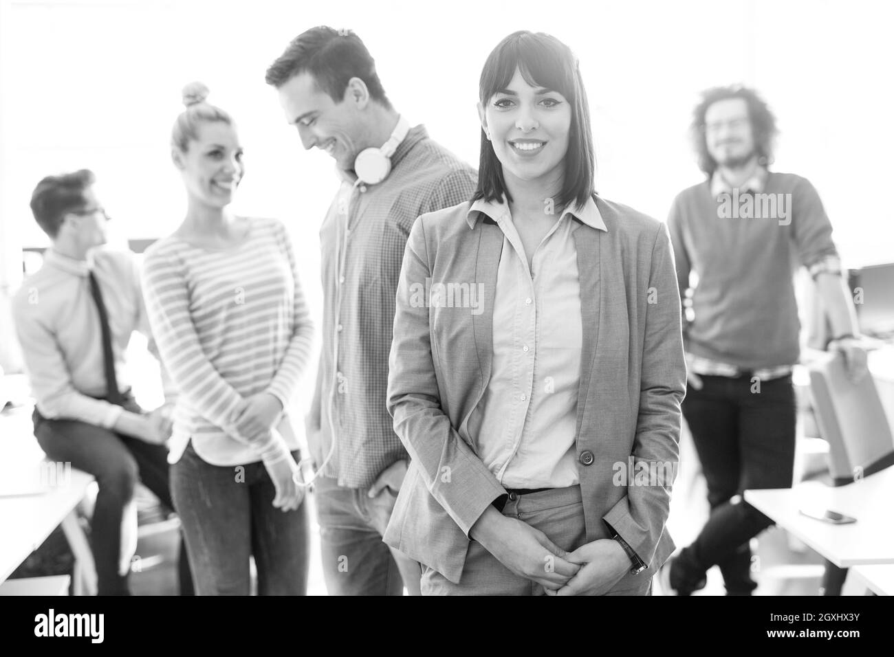 Busy office interior Black and White Stock Photos & Images - Alamy