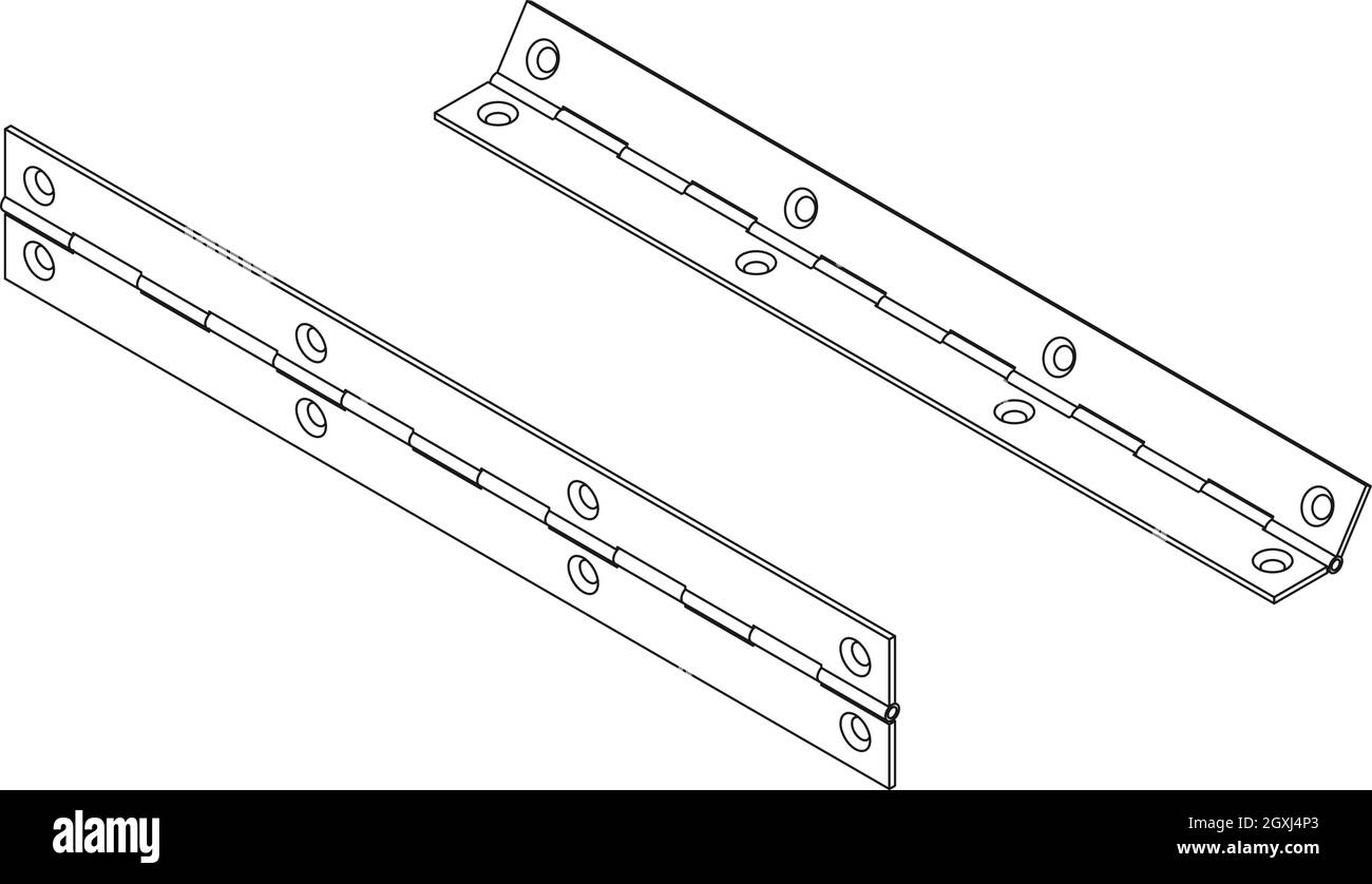 Vector isometric continuous piano door hinge outline illustration Stock