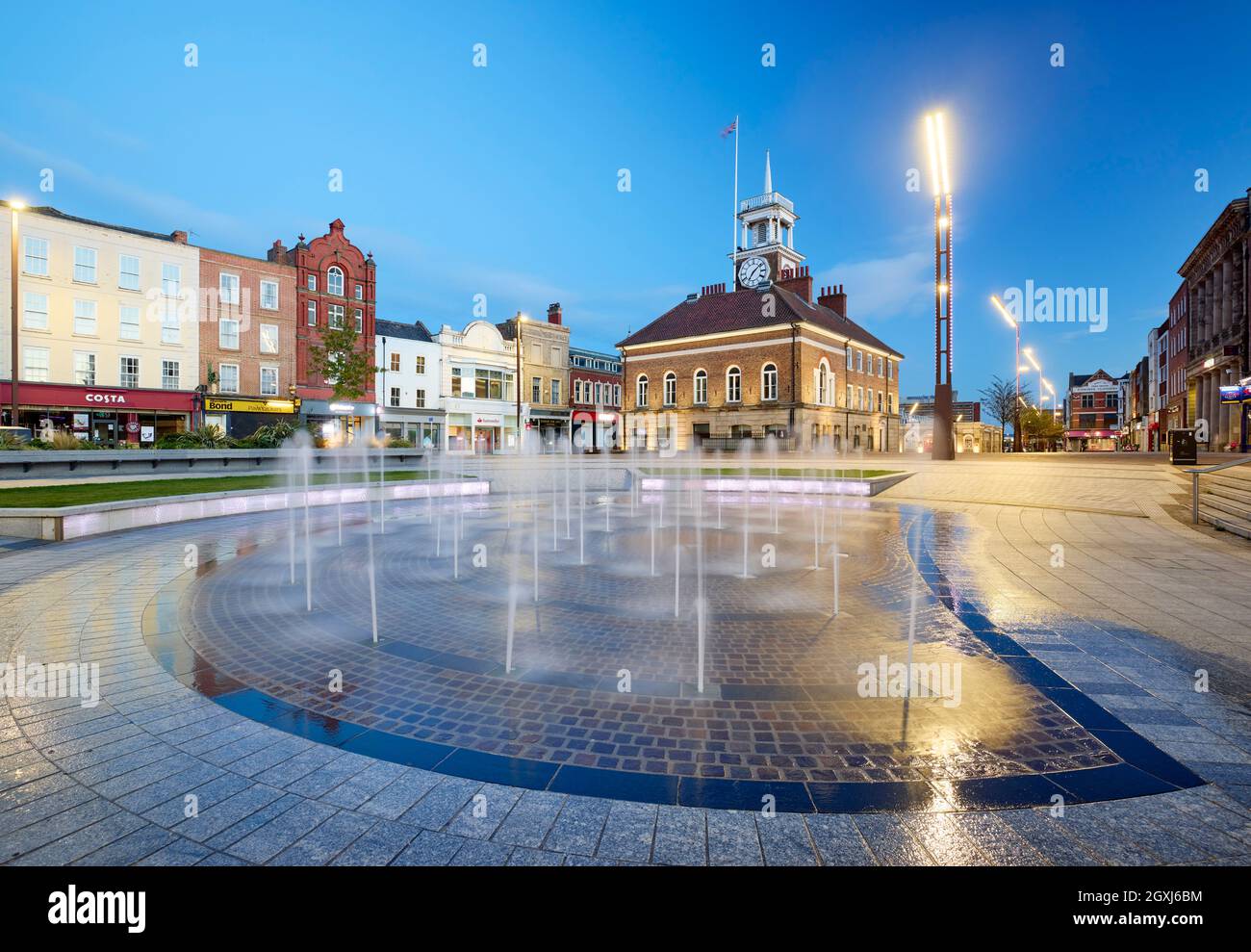 Fountain and Town Hall, Stockton on Tees Stock Photo