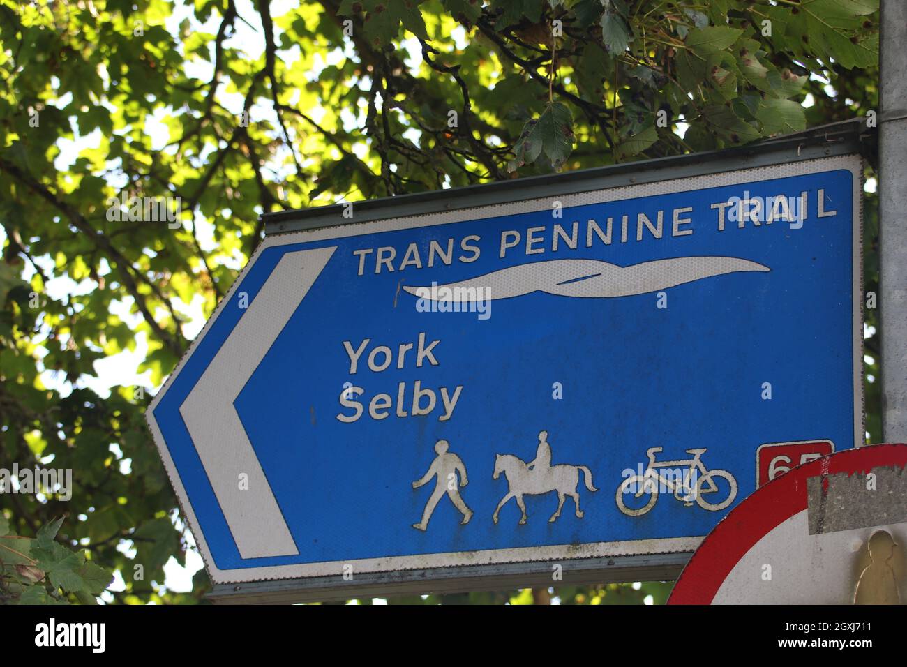 trans pennine trail sign near York Stock Photo