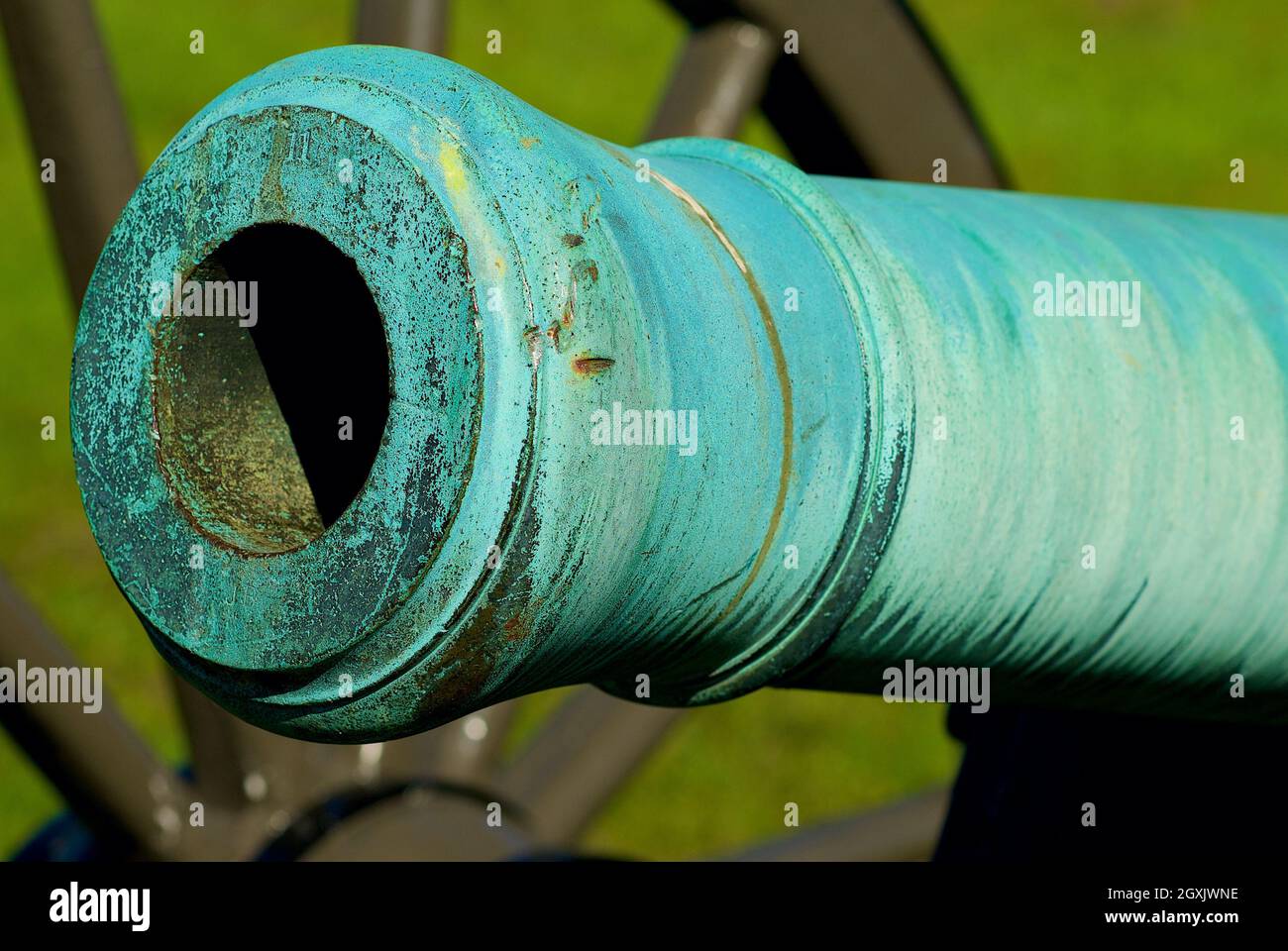 Manassas, Virginia - September 29, 2021: Detail of a historic Civil War canon on Henry Hill at Manassas Battlefield National Park (Battle of Bull Run). Stock Photo