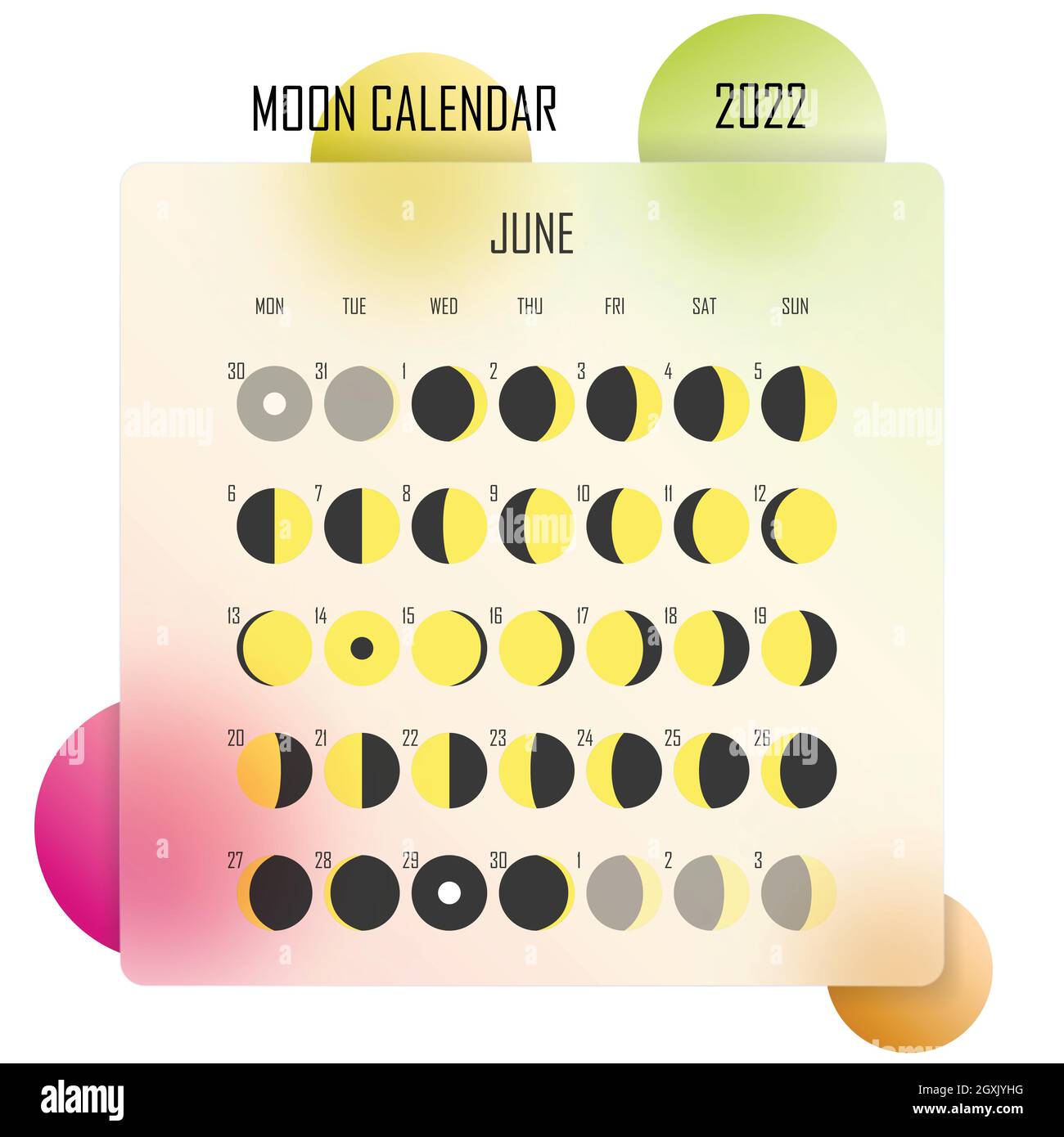 Lunar Calendar June 2022 June 2022 Moon Calendar. Astrological Calendar Design. Planner. Place For  Stickers. Month Cycle Planner Mockup. Isolated Colorful Glassmorphism Stock  Vector Image & Art - Alamy