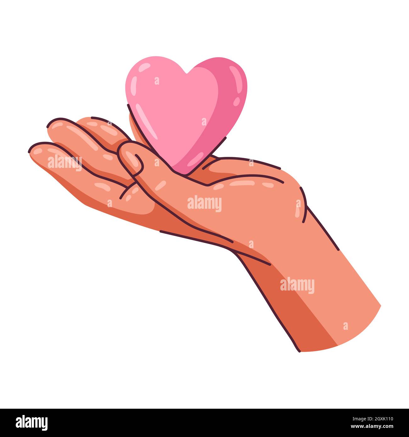 Happy Valentine Day illustration of hand holding heart. Holiday ...