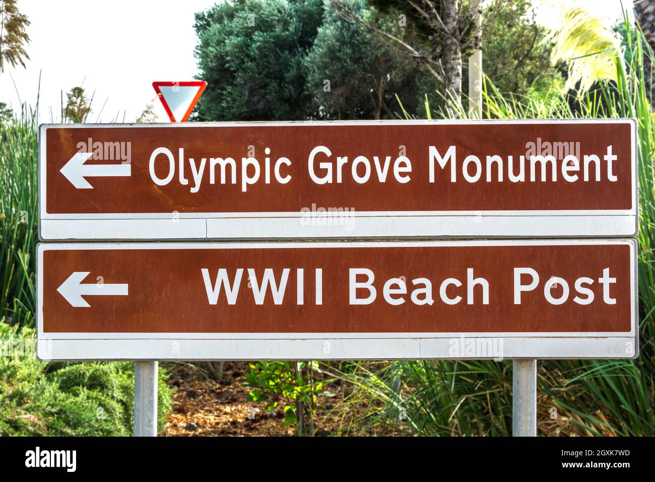 Information signs giving information about the directions to tourist