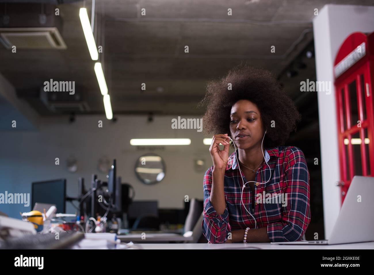 portrait of a young successful African American beautiful woman who ...