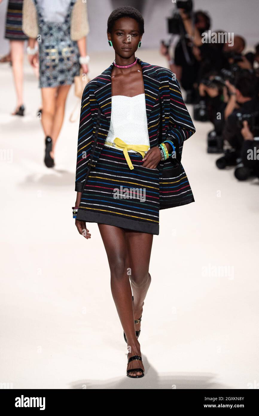 Paris, France. 05th Oct, 2021. Model on the runway at the Chanel fashion  show during Spring/Summer 2022 Collections Fashion Show at Paris Fashion  Week in Paris, France on October 5, 2021. (Photo