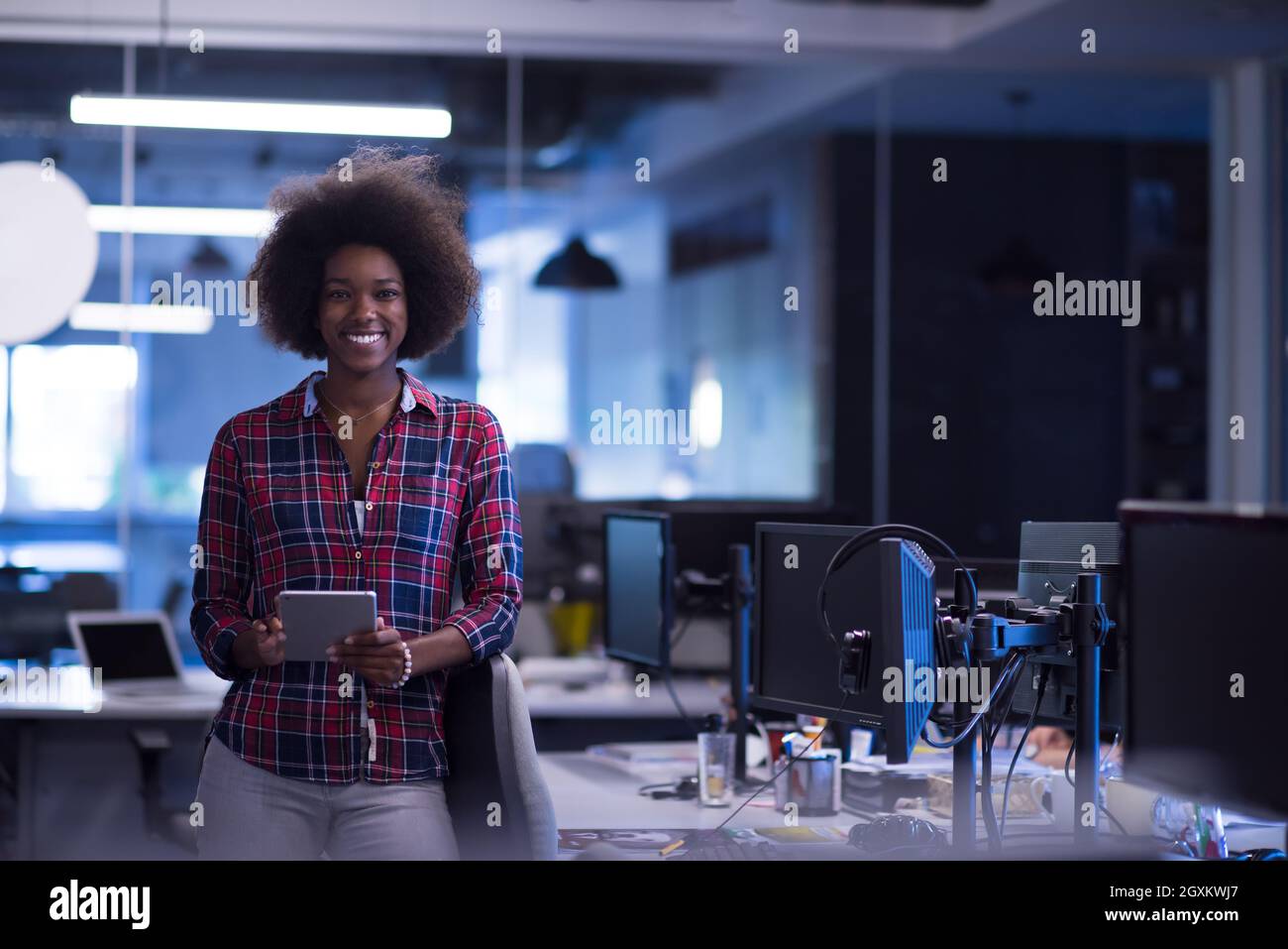 portrait of a young successful African American beautiful woman who ...