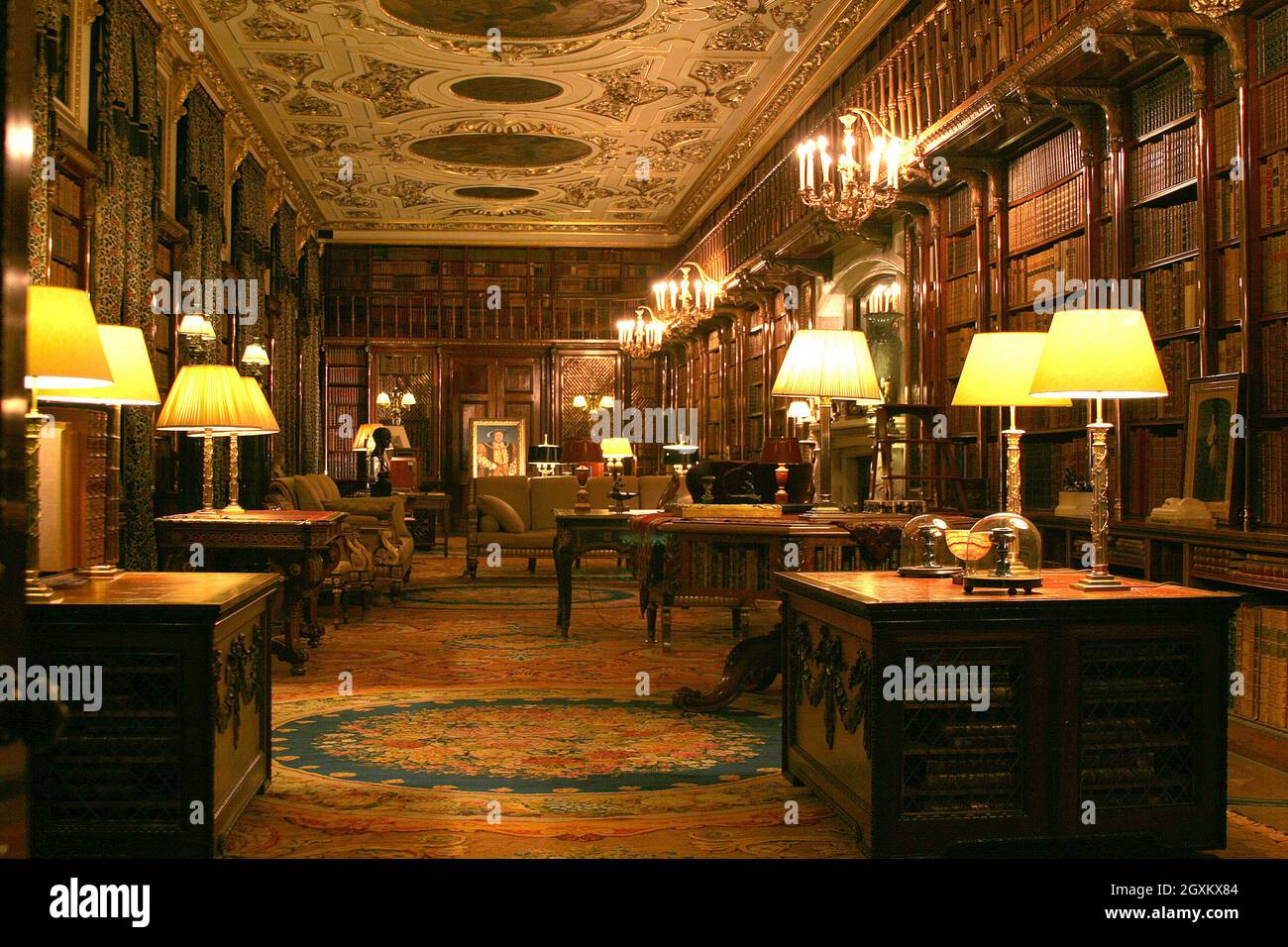 Library, Chatsworth House Stock Photo