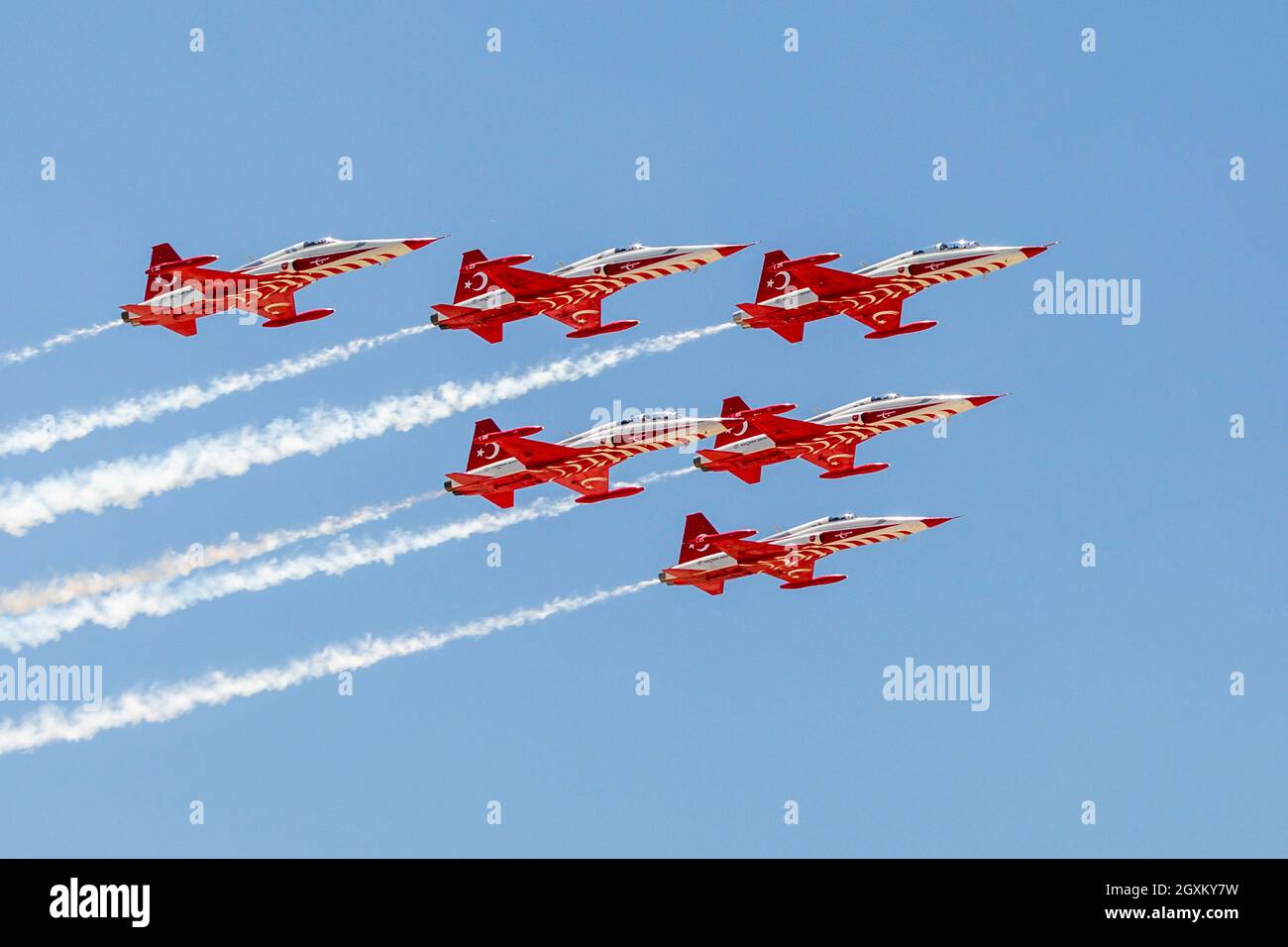 Turkey, Antalya 07 01 2021  : Turkish army planes performing air show Stock Photo