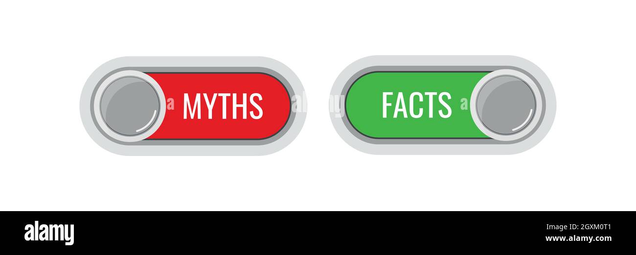 Myth and fact switches sliders buttons set. Stock Vector