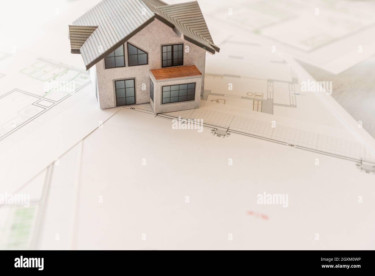 house in construction - project, house layout Stock Photo - Alamy