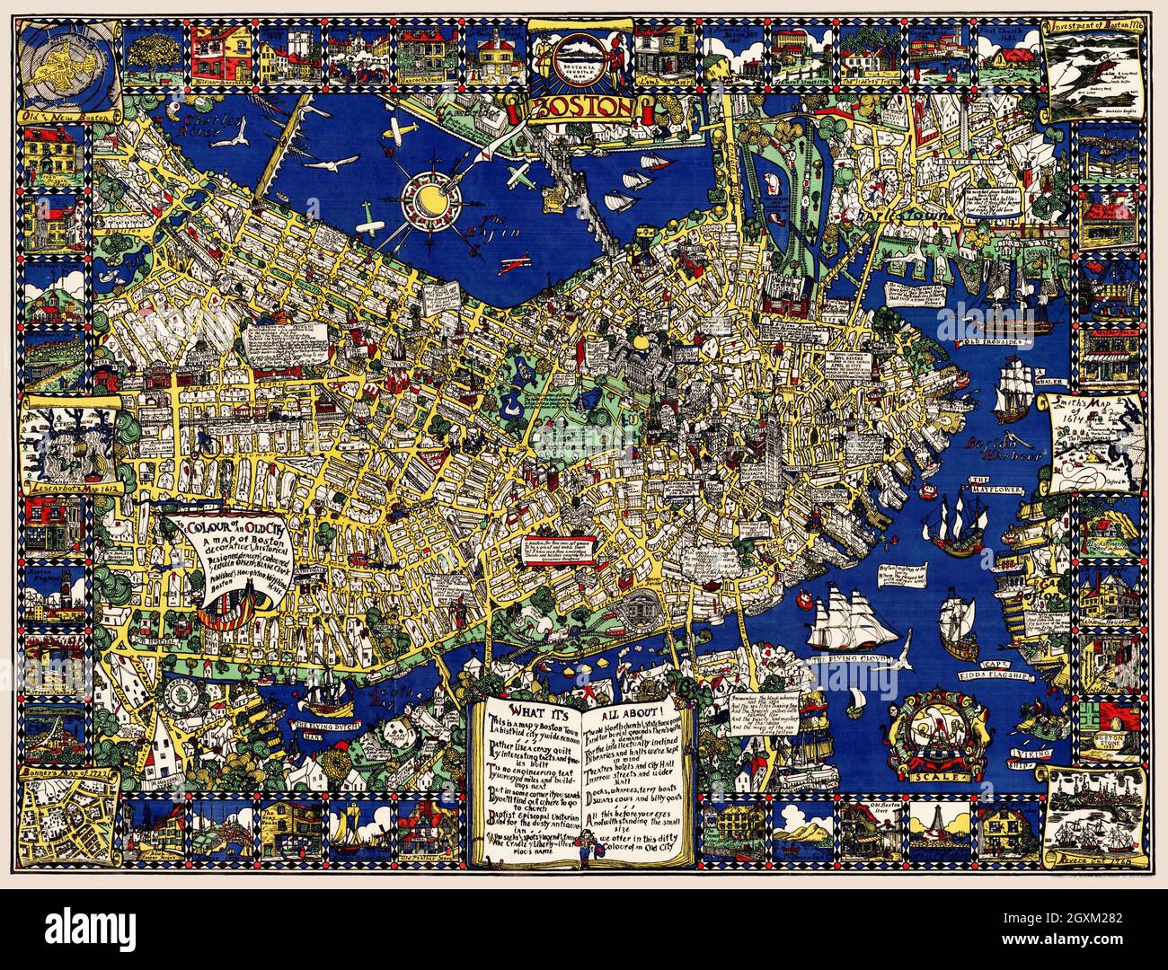 A map of Boston decorative AND historical Stock Photo