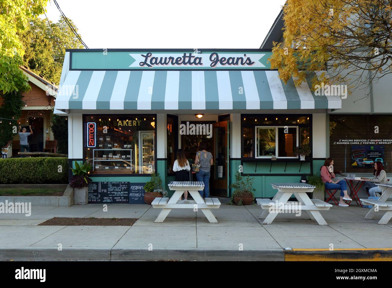 Lauretta Jean's, 3402 SE Division St, Portland, Oregon. exterior storefront of a sweet and savory pie bakery in the Richmond neighborhood. Stock Photo