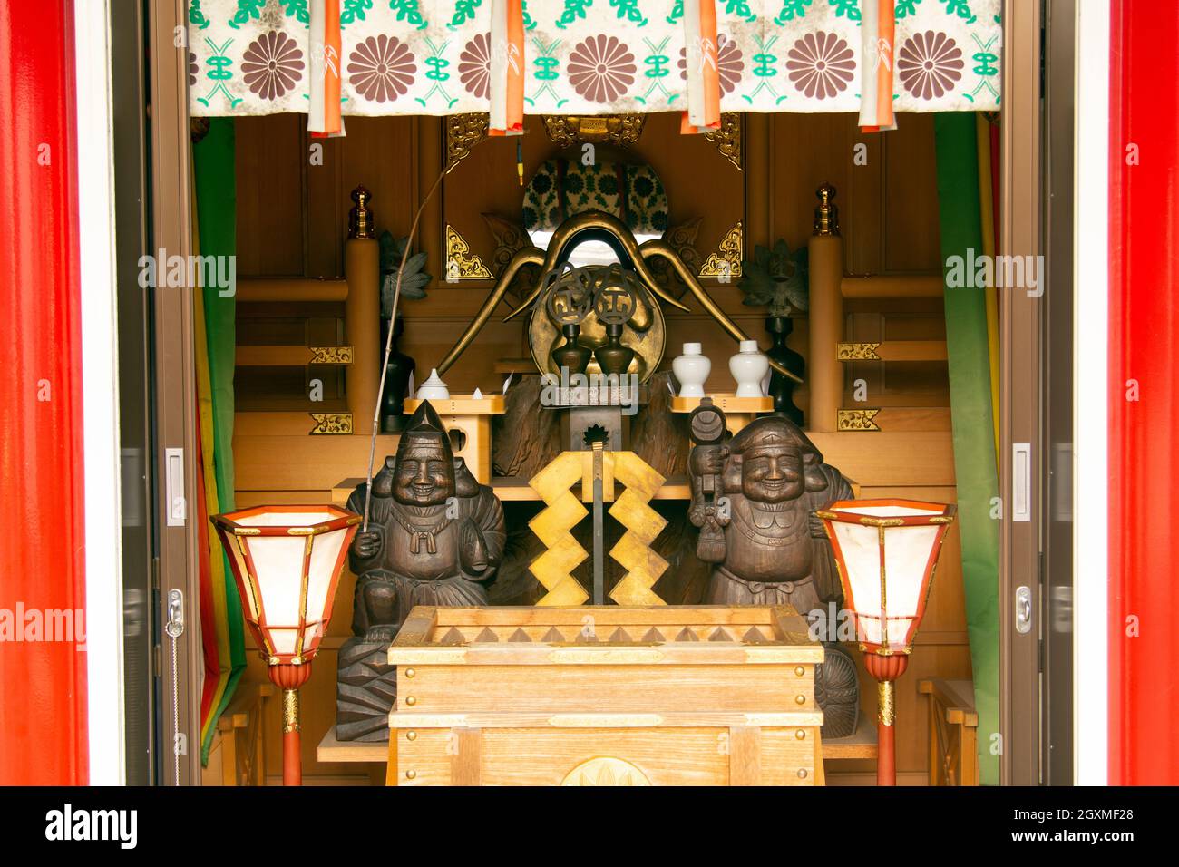 Altar at the Fujisan Komitake Shrine, Mount Fuji 5th Station, Japan Stock Photo