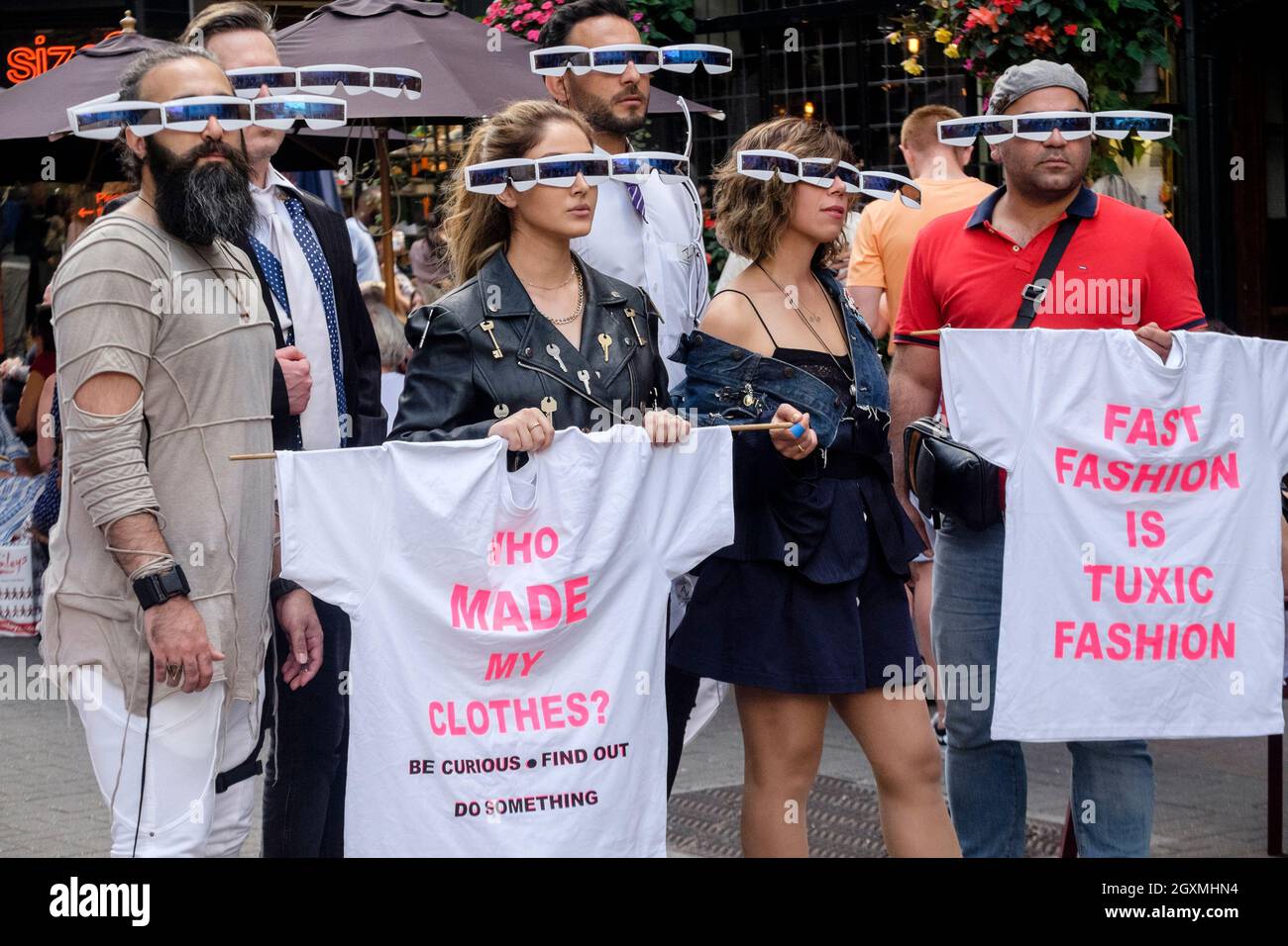 Ethical fashion protesters, London, UK Stock Photo