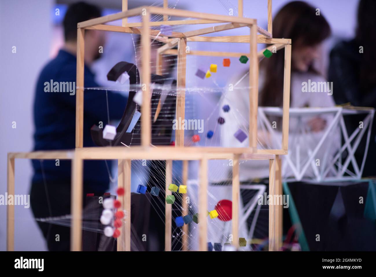 Abstract models printed by 3d printer close up Progressive modern additive technology Stock Photo
