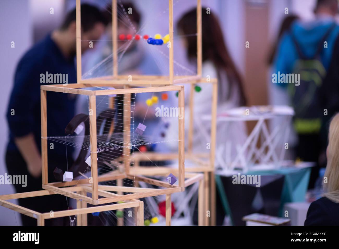 Abstract models printed by 3d printer close up Progressive modern additive technology Stock Photo