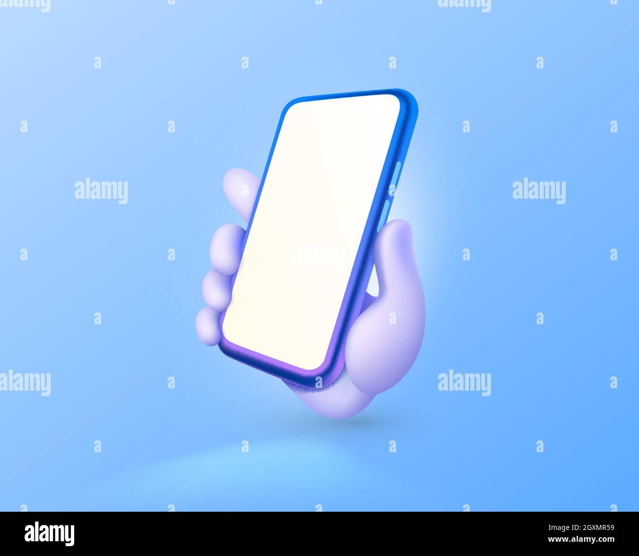 Hand holding mobile smart phone with blank screen. Modern mockup ...