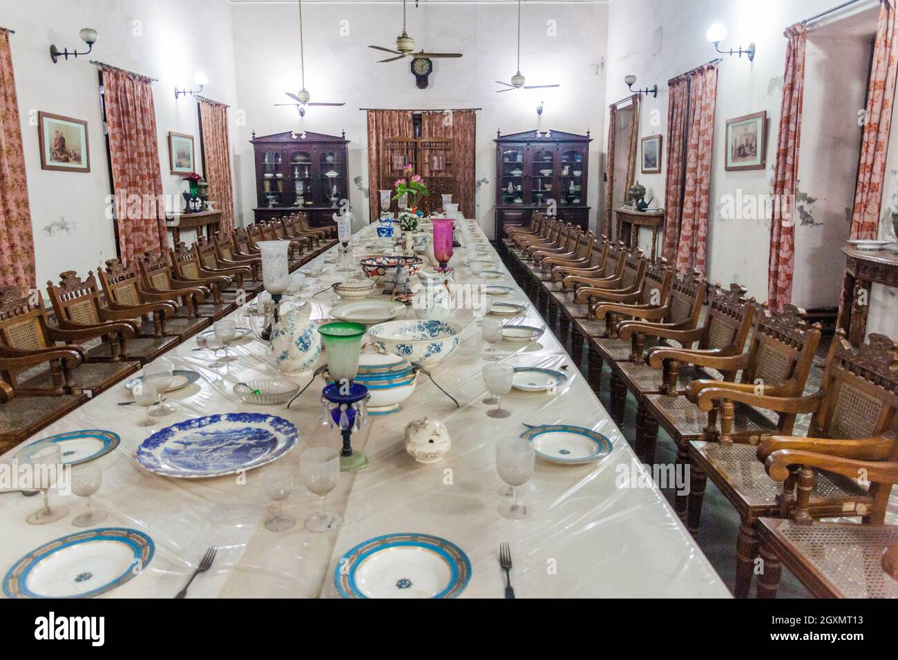 DHAKA, BANGLADESH - NOVEMBER 22, 2016: Interior of Ahsan Manzil, former residential palace of the Nawab of Dhaka, Bangladesh Stock Photo